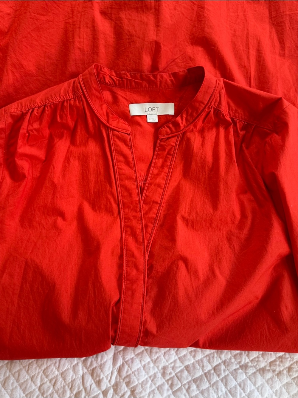 LOFT Bright Red Button-Up Dress - Picture 9 of 14